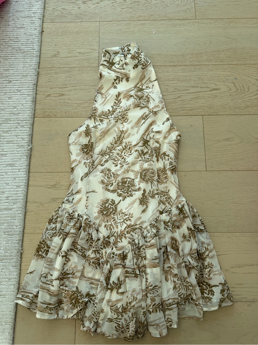 Women’s Floral Ruffle Dress - Cream & Brown